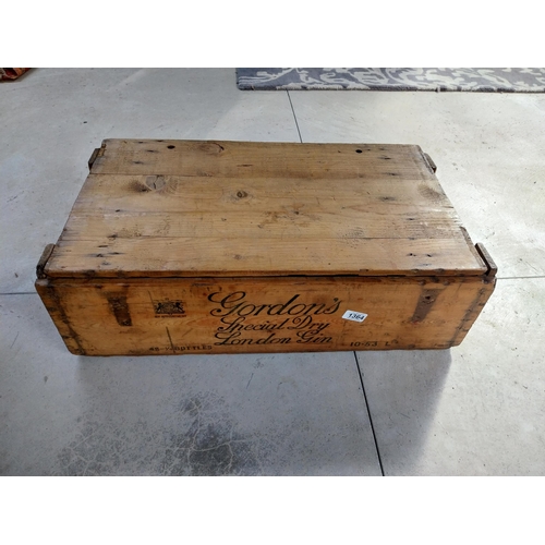 1364 - Gordon's London Gin wooden advertising crate. {20 cm H x 69 cm W x 38 cm D}.