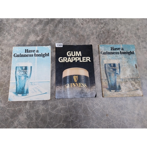 1369 - Three Guinness Showcards - Gun Grappler and Have a Guinness. {30 cm H x 20 cm W}