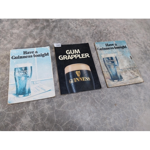 1369 - Three Guinness Showcards - Gun Grappler and Have a Guinness. {30 cm H x 20 cm W}