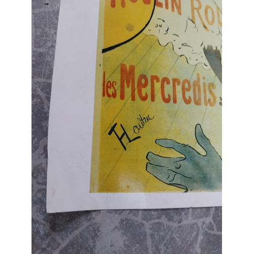 1373 - Moulin Rouge and Ambassadeurs advertising prints. {43 cm H x 31 cm W}.