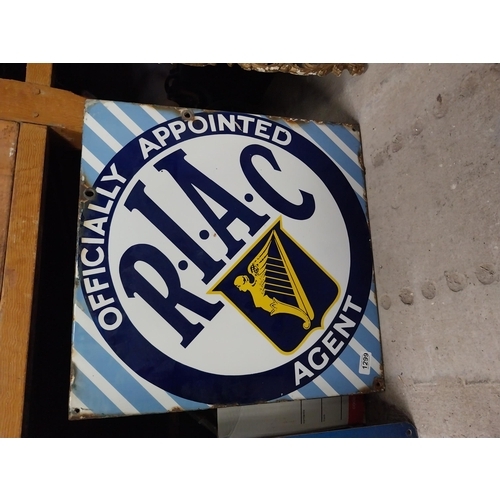 1299 - Rare RIAC Officially Appointed Agent double sided enamel advertising sign. {72 cm H x 72 cm W}