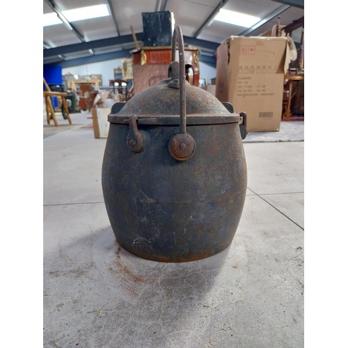 1374 - Kenrick and Son cast iron pressure cooker. {31 cm H x 28 cm Diam}.