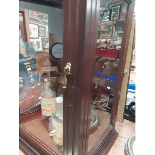 1270 - Early 1900's mahogany counter display cabinet with single glazed door {77 cm H x 53 cm W x 40 cm D}.