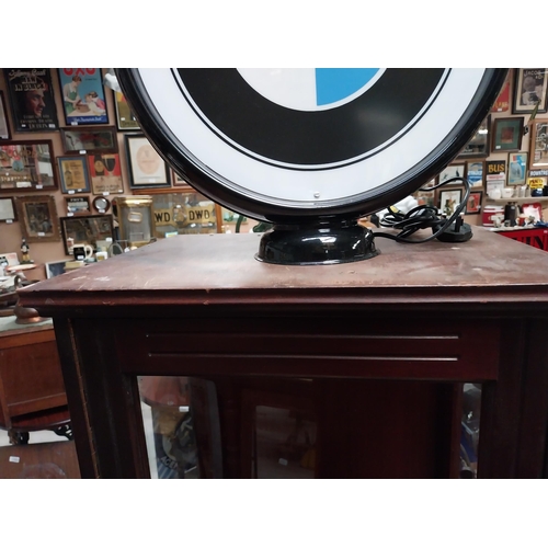 1270 - Early 1900's mahogany counter display cabinet with single glazed door {77 cm H x 53 cm W x 40 cm D}.