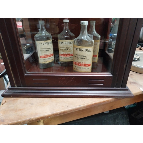 1270 - Early 1900's mahogany counter display cabinet with single glazed door {77 cm H x 53 cm W x 40 cm D}.