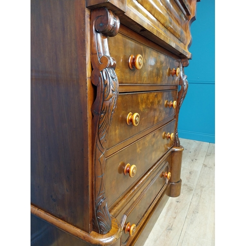 592 - 19th C. flamed mahogany scotch chest with four drawers. {159 cm H x 123 cm W x 54 cm D}.