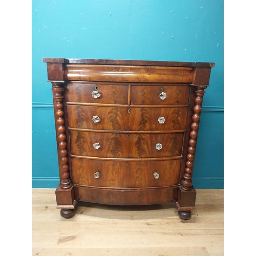 834 - Victorian mahogany scotch chest flanked by barley twist columns with two short drawers over three lo... 