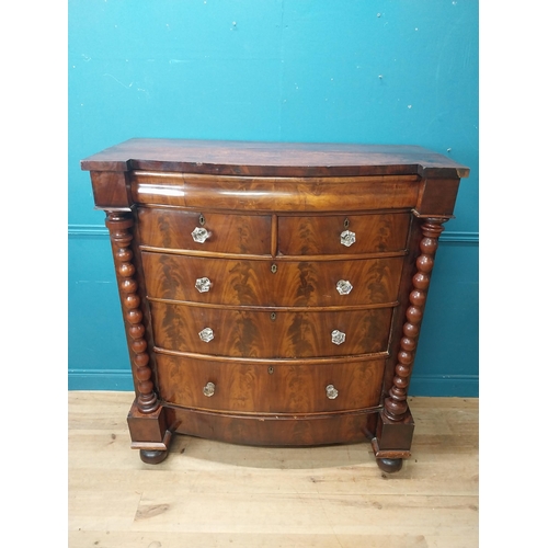 834 - Victorian mahogany scotch chest flanked by barley twist columns with two short drawers over three lo... 