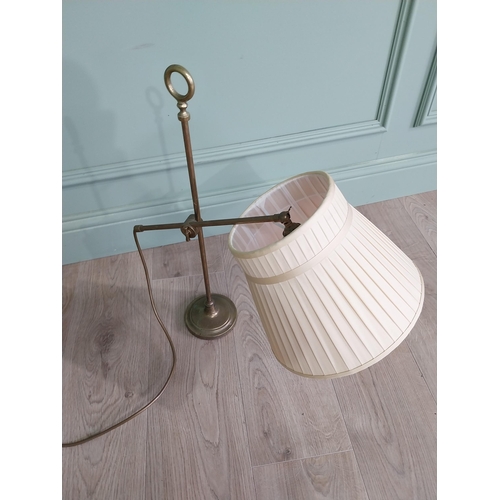 1326 - Good quality brass students lamp with cloth shade {60 cm H x 54 cm W x 28 cm D}.