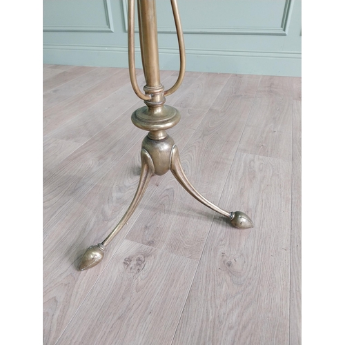 1210 - Good quality Art Nouveau brass lamp table with inset marble top {75 cm H x 41 cm Dia.}.