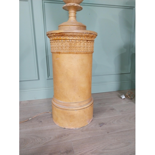 359 - Rare pair of early 20th C. Grand Tour carved plaster urns on pedestals. {160 cm H x 38 cm Dia.}