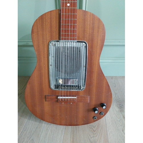 824 - Rare and Unusual Delsonics six string battery or mains acoustic Guitar made in Oslo.