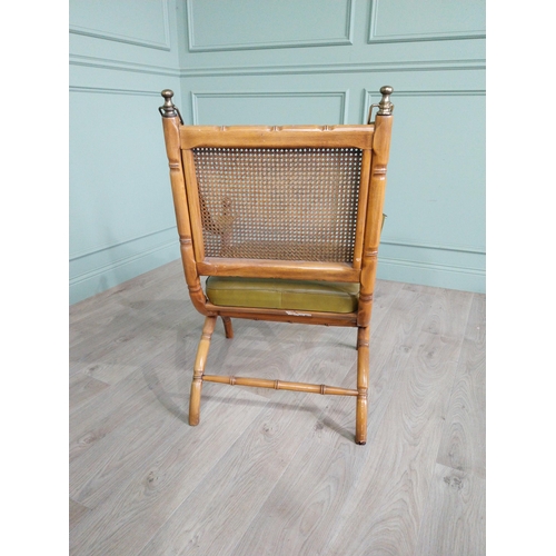 346 - Good quality walnut and leather upholstered chair of lyre form with bergere back. {100 cm H x 70 cm ... 