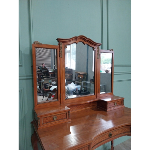 1096 - Edwardian Kingwood dressing table with ormolu mounts raised on cabriole legs {164 cm H x 116 cm W x ... 