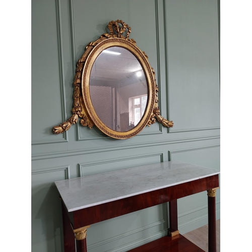 828 - Good quality French giltwood oval wall mirror {121 cm H x 136 cm W}.