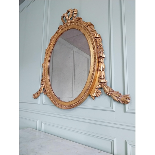 828 - Good quality French giltwood oval wall mirror {121 cm H x 136 cm W}.