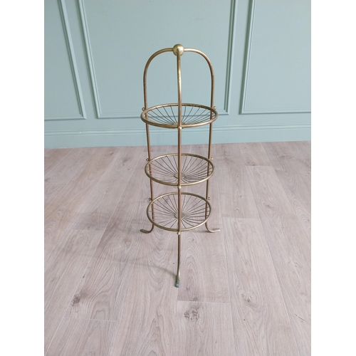 918 - Good quality Edwardian brass vegetable rack {80 cm H x 38 cm Dia.}.