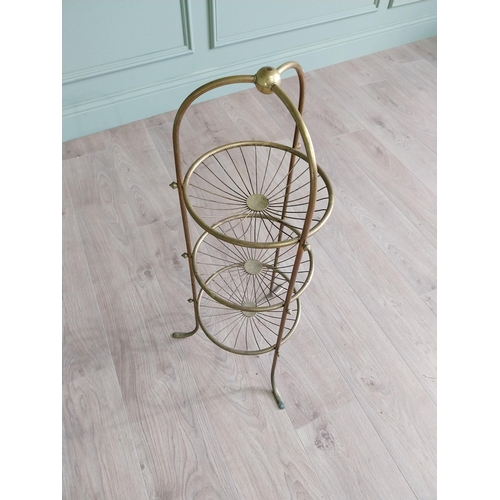 918 - Good quality Edwardian brass vegetable rack {80 cm H x 38 cm Dia.}.