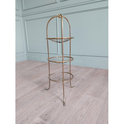 918 - Good quality Edwardian brass vegetable rack {80 cm H x 38 cm Dia.}.