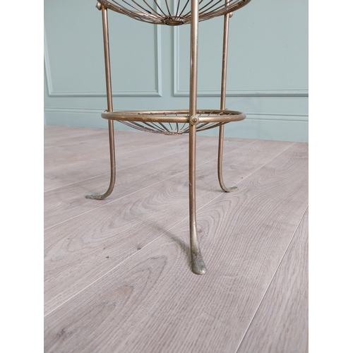 918 - Good quality Edwardian brass vegetable rack {80 cm H x 38 cm Dia.}.