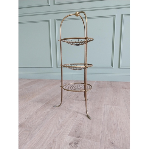 918 - Good quality Edwardian brass vegetable rack {80 cm H x 38 cm Dia.}.