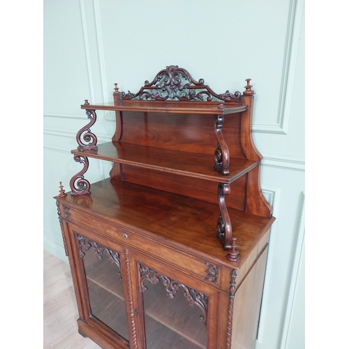 1116 - Good quality William IV mahogany side cabinet with one long drawer over two glazed doors {160 cm H x... 