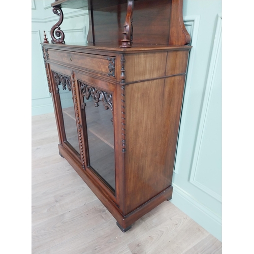 1116 - Good quality William IV mahogany side cabinet with one long drawer over two glazed doors {160 cm H x... 