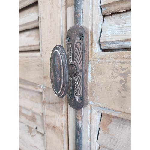 755 - Good quality French painted pine pantry cupboard with shutter doors {247 cm H x 126 cm W x 48 cm D}.