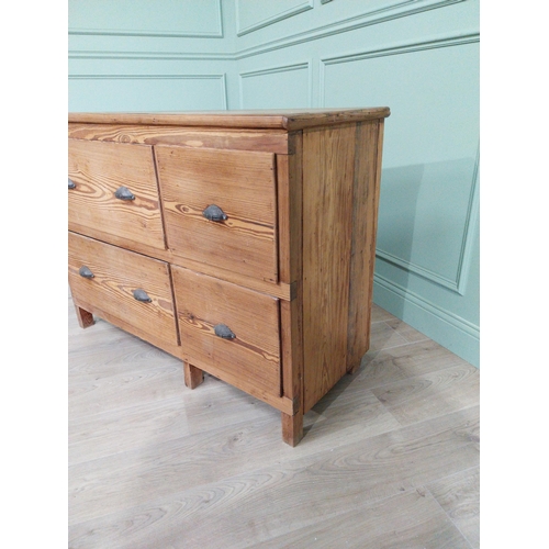 1168 - 19th C. pine kitchen side cabinet with four drawers and decorative handles. {87 cm h x 119 cm W x  5... 