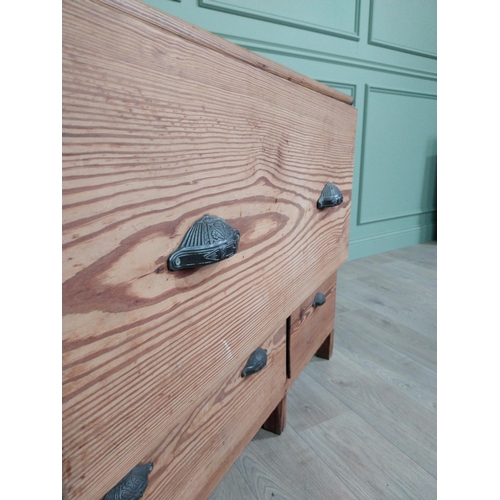 1168 - 19th C. pine kitchen side cabinet with four drawers and decorative handles. {87 cm h x 119 cm W x  5... 