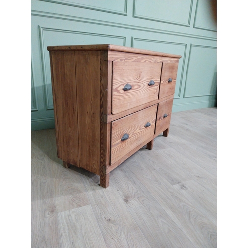 1168 - 19th C. pine kitchen side cabinet with four drawers and decorative handles. {87 cm h x 119 cm W x  5... 