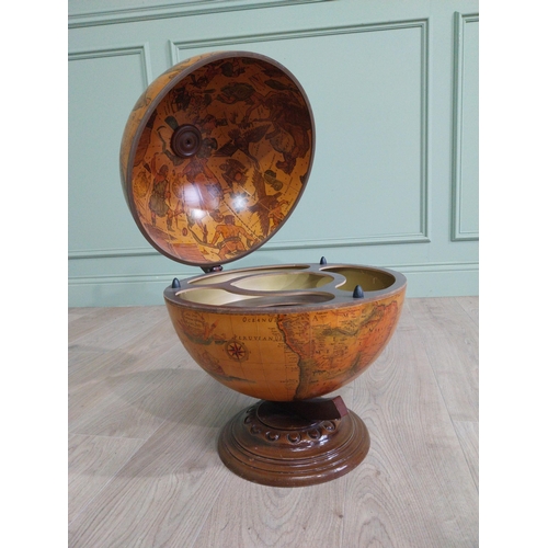 811 - Vintage drinks cabinet in the form of a World Globe {57 cm H x 42 cm Dia.}.