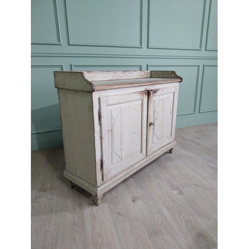 950 - 19th C. Swedish painted pine two door side cabinet. {101 cm H x 130 cm W x 45 cm D}