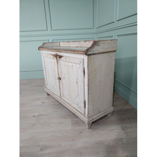 950 - 19th C. Swedish painted pine two door side cabinet. {101 cm H x 130 cm W x 45 cm D}