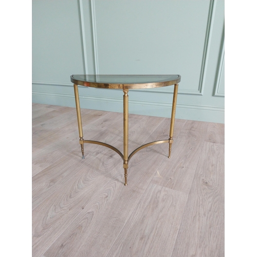 1304 - Good quality French Regency revival demi-lune lamp table with inset glass top {49 cm H x 55 cm W x 2... 