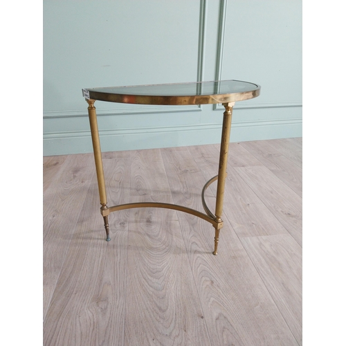 1304 - Good quality French Regency revival demi-lune lamp table with inset glass top {49 cm H x 55 cm W x 2... 