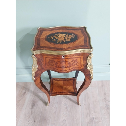 100 - Exceptional quality 19th C. Louis Revival inlaid kingwood work table with fitted interior and ormolu... 