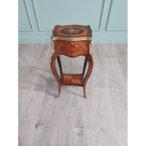 100 - Exceptional quality 19th C. Louis Revival inlaid kingwood work table with fitted interior and ormolu... 