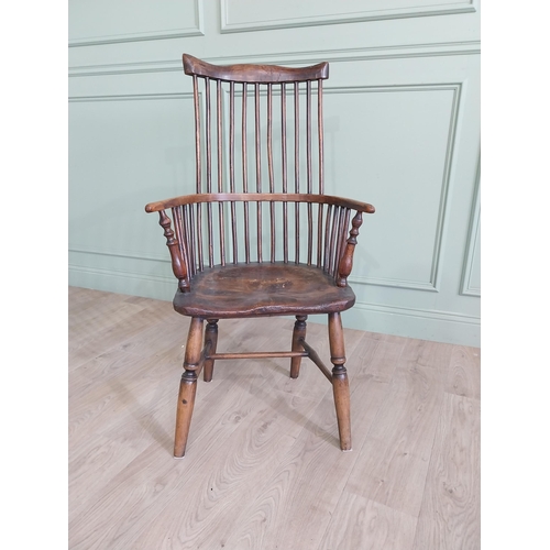 1004 - Late 18th C. to early 19th C. Windsor ash and elm comb back armchair with later legs {111 cm H x 62 ... 