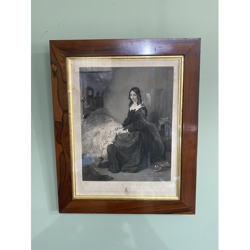 1009 - 19th C. National Art Union 'Kate Nickleby' engraving mounted in rosewood frame {64 cm H x 52 cm W}.