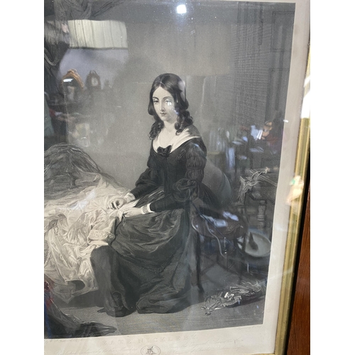 1009 - 19th C. National Art Union 'Kate Nickleby' engraving mounted in rosewood frame {64 cm H x 52 cm W}.