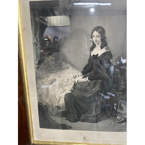 1009 - 19th C. National Art Union 'Kate Nickleby' engraving mounted in rosewood frame {64 cm H x 52 cm W}.