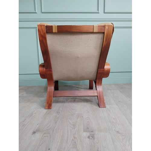 1011 - Mid-century bentwood and leather easy chair {86 cm H x 80 cm W x 90 cm D}.