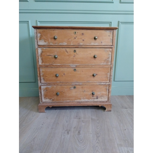 1013 - 19th C. pine chest of drawers with four long drawers raised on bracket feet {93 cm H x 84 cm W x 46 ... 