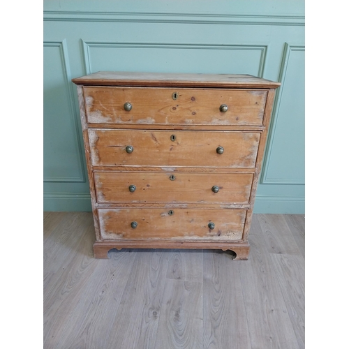 1013 - 19th C. pine chest of drawers with four long drawers raised on bracket feet {93 cm H x 84 cm W x 46 ... 