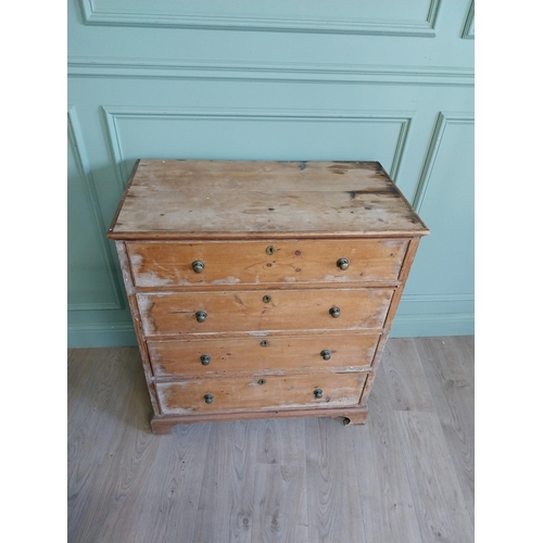 1013 - 19th C. pine chest of drawers with four long drawers raised on bracket feet {93 cm H x 84 cm W x 46 ... 