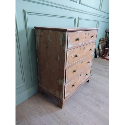 1013 - 19th C. pine chest of drawers with four long drawers raised on bracket feet {93 cm H x 84 cm W x 46 ... 