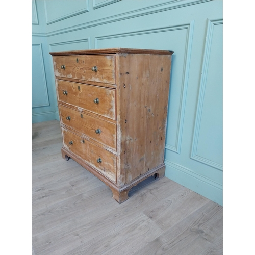 1013 - 19th C. pine chest of drawers with four long drawers raised on bracket feet {93 cm H x 84 cm W x 46 ... 