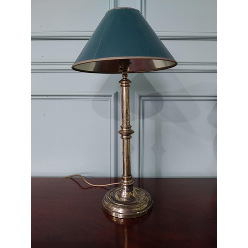 1014 - Edwardian brass table lamp {59 cm H x 30 cm Dia.}.