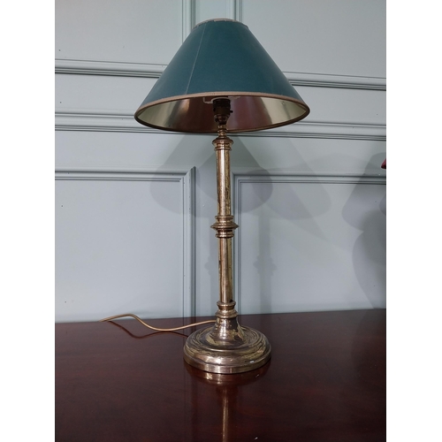 1014 - Edwardian brass table lamp {59 cm H x 30 cm Dia.}.